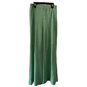 Vintage 70s Sparkly Green Stretchy High Waisted Flare Pants